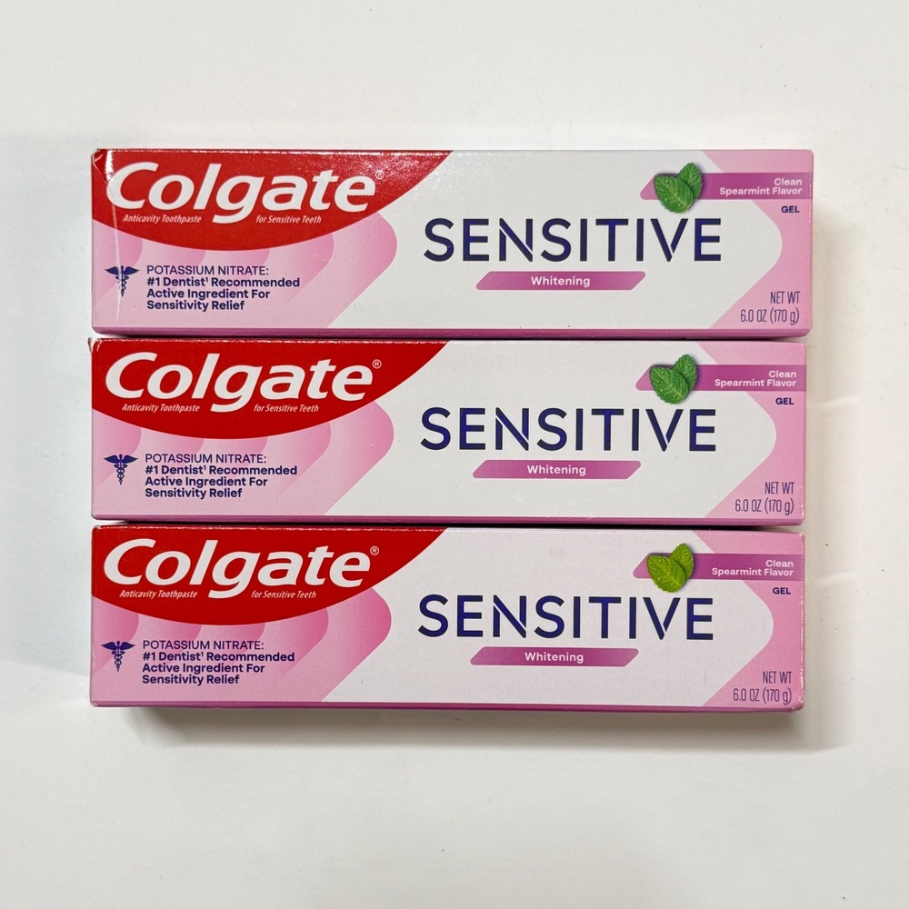 Colgate Sensitive Whitening Toothpaste Clean Spearmint Gel 6.0oz 3 Pack